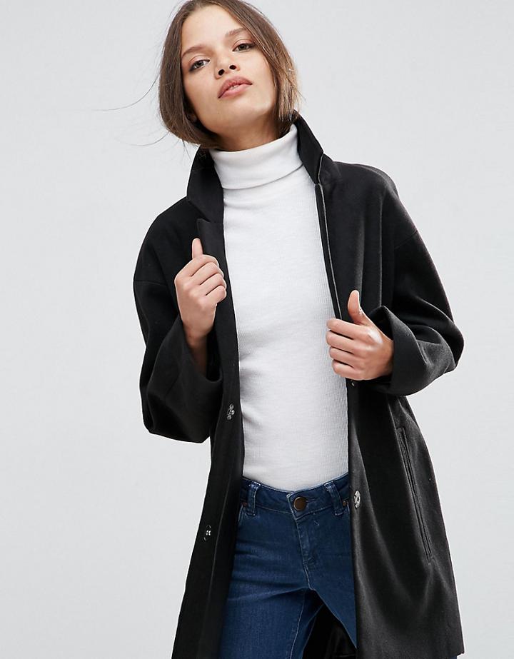 Asos Petite Boyfriend Coat In Cocoon Fit - Red