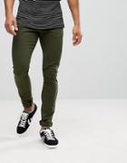Celio Skinny Chinos In Khaki - Green
