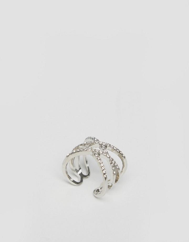 Asos Wrapped Crystal Ring - Silver
