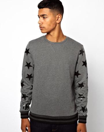 Asos Sweatshirt With Star Print Sleeve