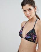 Jaded London Neon Sign Print Halter Bikini Top - Multi