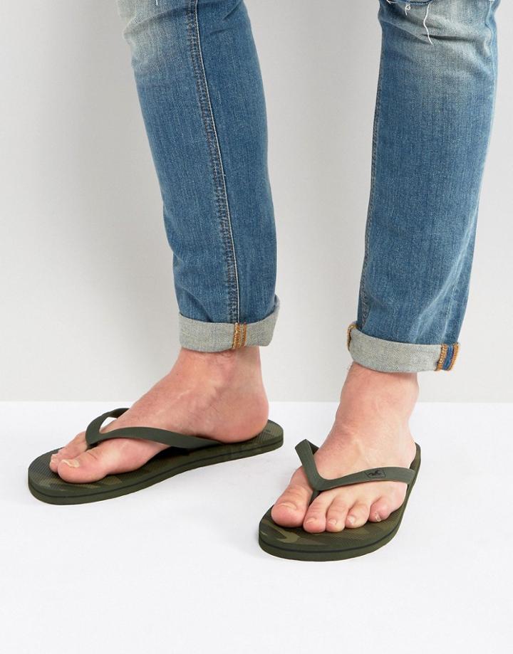 Hollister Flip Flops Camo Print In Green - Green