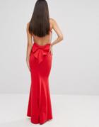 City Goddess Maxi Dress With Bow Detail And Exposed Back - Red