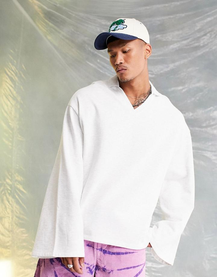 Asos Design Oversized Rugby Polo In White Heather