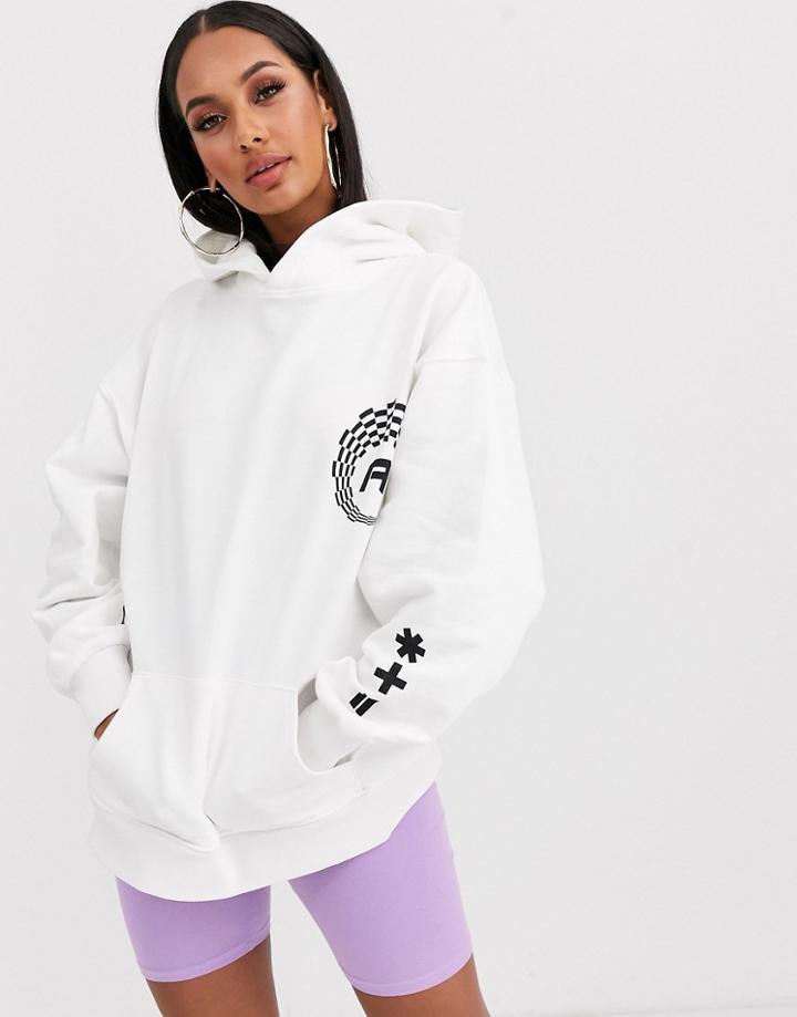 Asos Design Oversized Hoodie With Sporty Logos-white