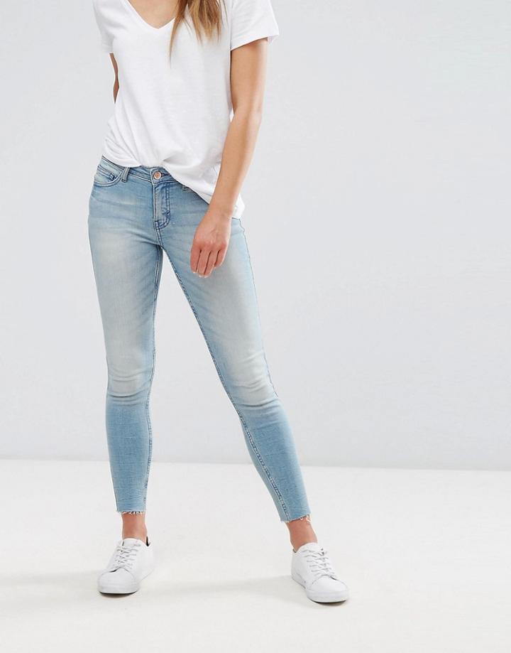 J.d.y Low Rise Cropped Skinny Jean With Raw Hem - Blue