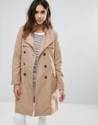 Brave Soul Double Breasted Trench - Beige