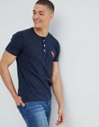 Abercrombie & Fitch Large Icon Logo Henley T-shirt In Navy - Navy