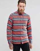 Asos Long Sleeve Multi Stripe Shirt In Red In Regular Fit - Red