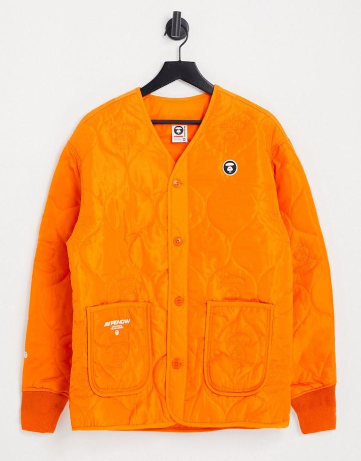 Aape By A Bathing Ape Quilted Print Jacket In Orange