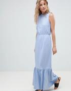Asos Design Pep Hem Sleeveless Maxi Dress - Blue