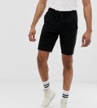 Asos Design Tall Skinny Chino Shorts In Black With Elastic Waist