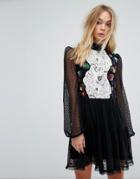 Millie Mackintosh Embellished Detail Mini Dress - Black