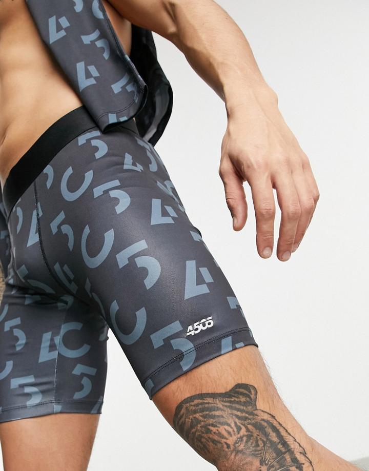 Asos 4505 Base Layer Legging Shorts With All Over Print-black