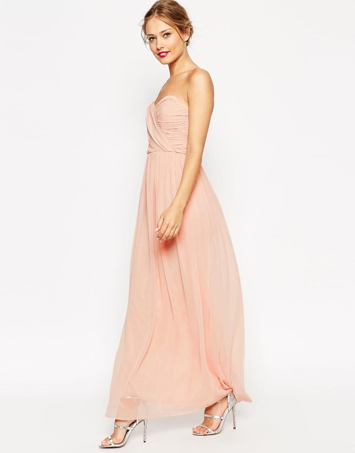 Asos Wedding Bandeau Maxi Dress - Maroon