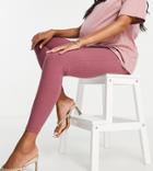 Asos Design Maternity Over The Bump Rib Legging In Berry-purple