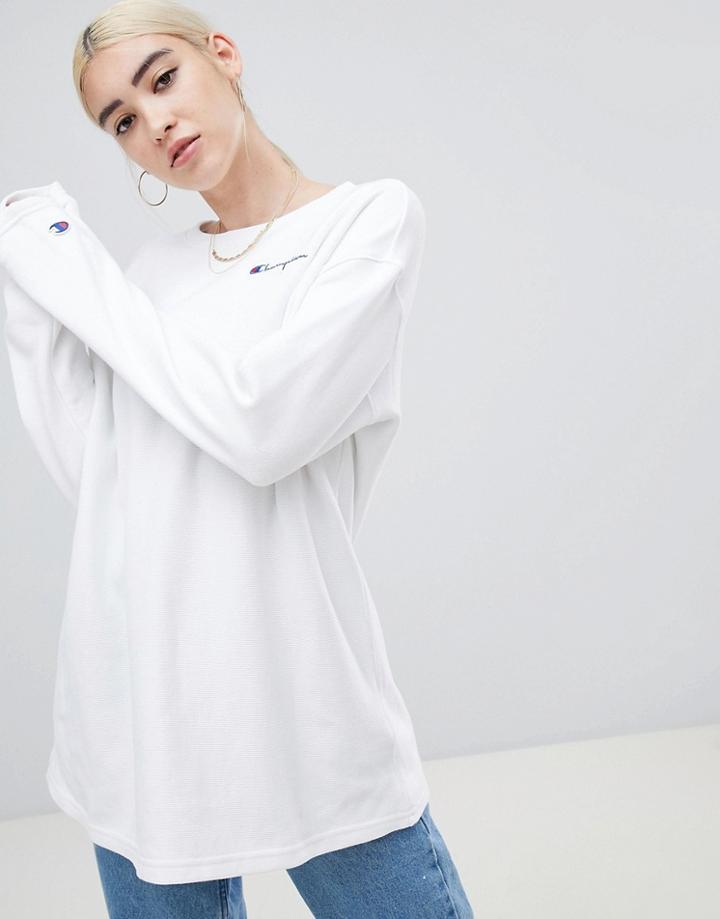 Champion Longline Sweatshirt With Arm Logo-white