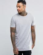 Asos Longline T-shirt With Crew Neck - Gray