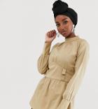 Verona High Neck Long Sleeve Blouse With Utlity Detail Two-piece-stone