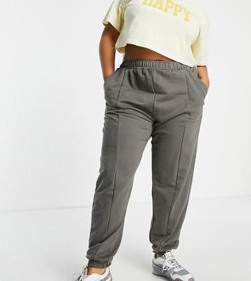Threadbare Curve Paneled Sweatpants In Charcoal Gray-grey