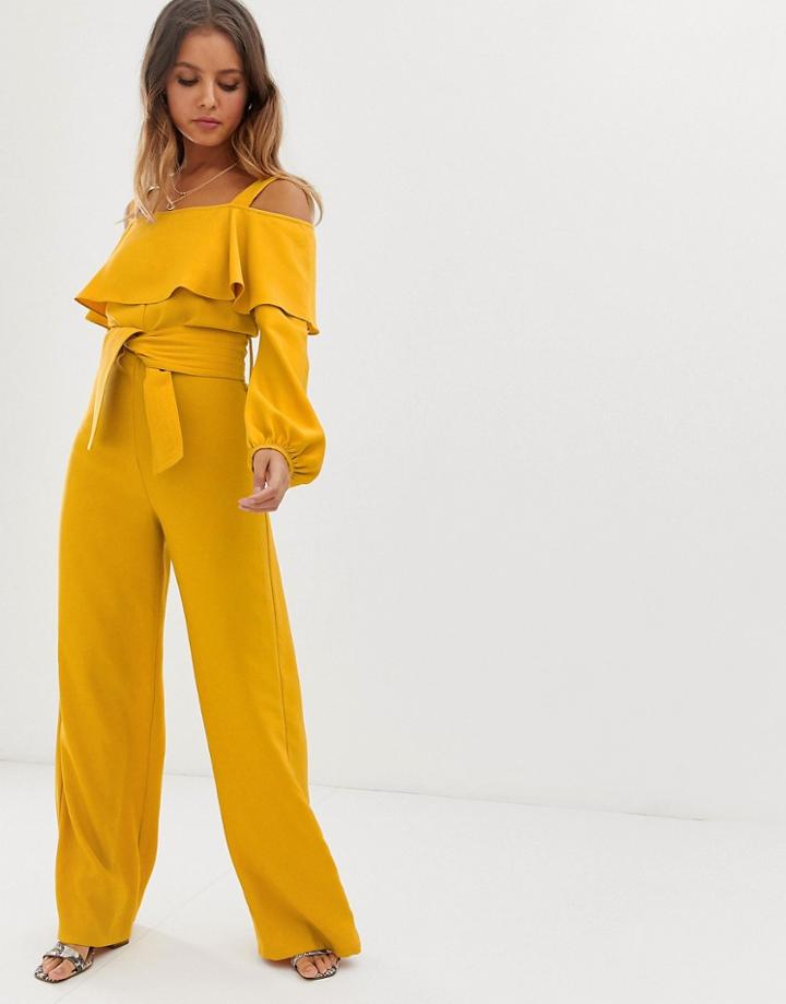 Current Air Bardot Long Sleeve Jumpsuit