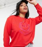 Simply Be Self Care Club Slogan Sweatshirt In Red