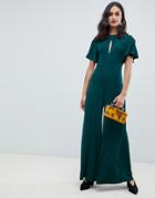 Miss Selfridge Jumpsuit With Angel Sleeves In Green - Green