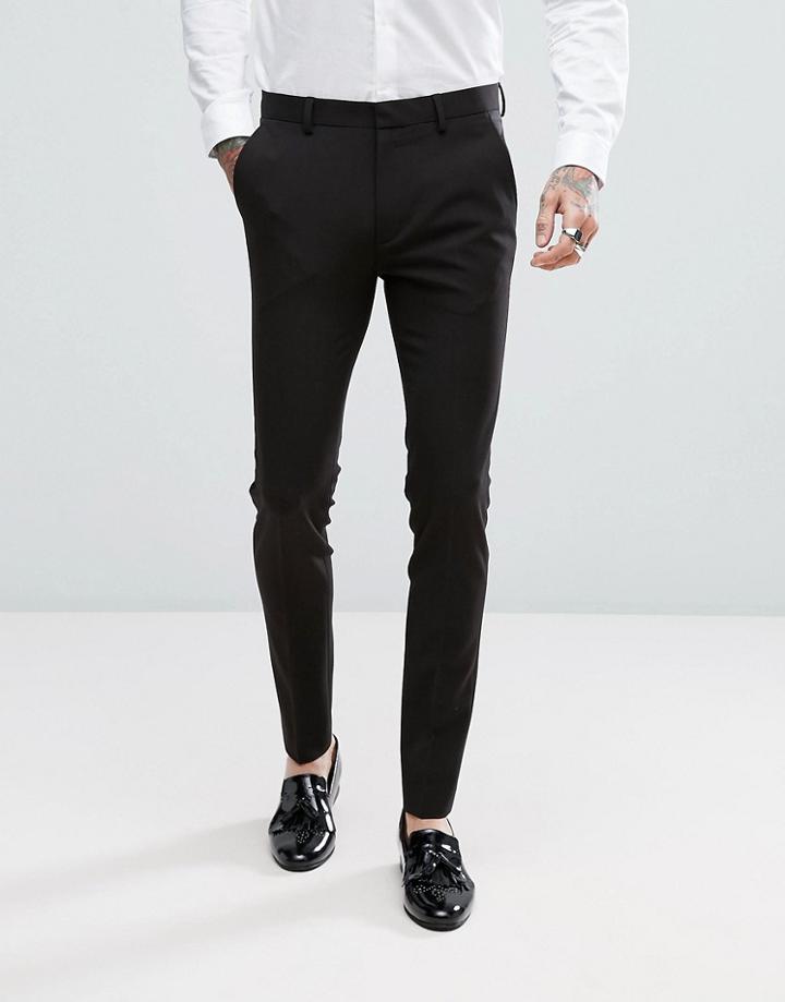 Asos Super Skinny Tuxedo Pants In Black - Black