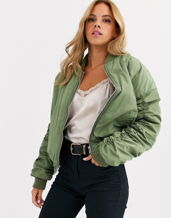 Daisy Street Oversized Bomber Jacket With Ruching