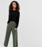 Miss Selfridge High Waist Crop Jeans In Khaki-green
