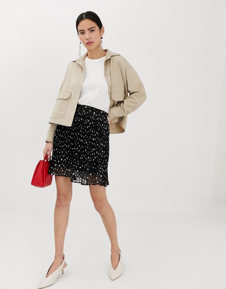 Pieces Sammy Polka Dot Skater Skirt-black
