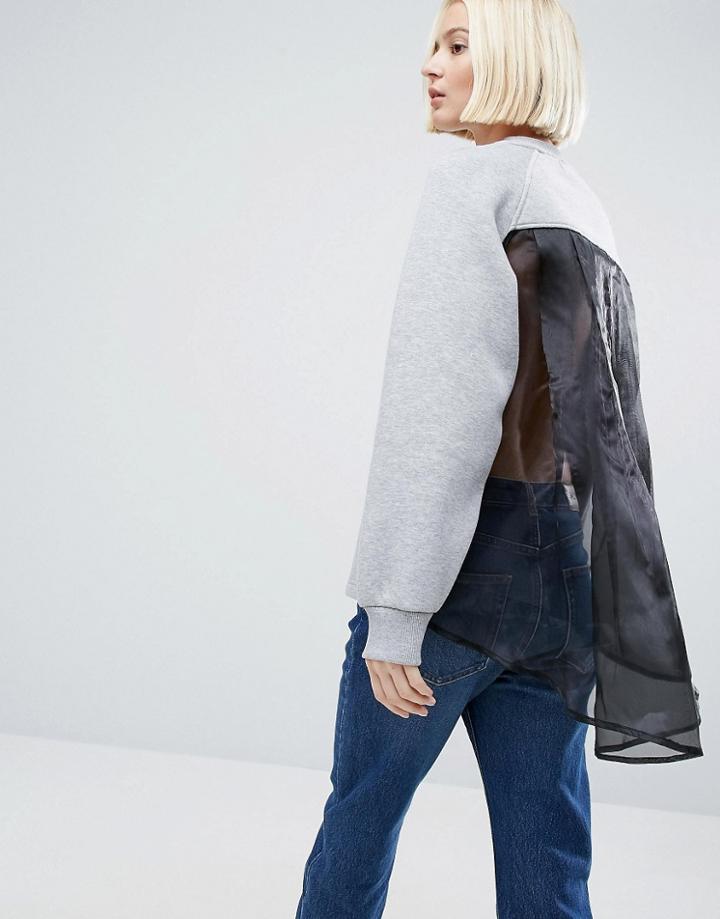 Asos White Organza Cape Back Sweat - Gray
