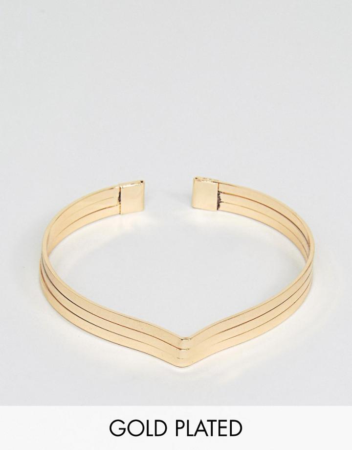 Nylon Gold Plated Cuff Bracelet - Gold