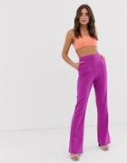 Asos Design Forever Kick Flare Slim Suit Pants In Purple - Purple