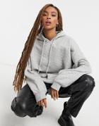 Bershka Oversized Quilted Hoodie Set In Gray-grey