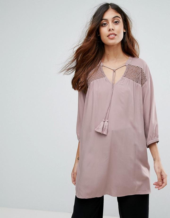 Vero Moda Embroidered Tunic - Pink