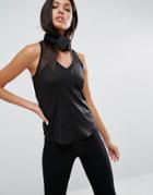 Haute Body Mesh Tank With Sheer Mesh Panels - Black