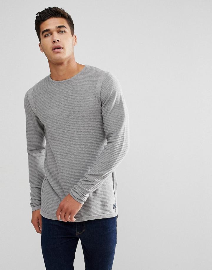 Blend Waffle Sweater In Gray - Gray