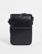Asos Design Minimal Flight Bag In Faux Leather Black