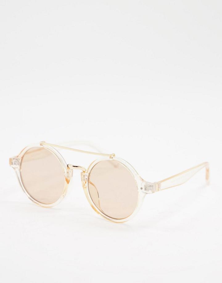 Aj Morgan Round Lens Sunglasses In Champagne-gold