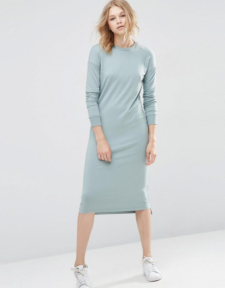 Asos Column Sweat Dress With High Neck - Green