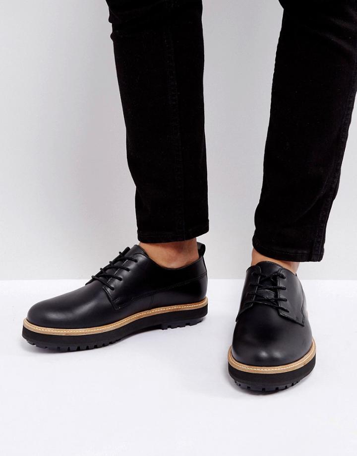 Zign Leather Chunky Shoes In Black - Black