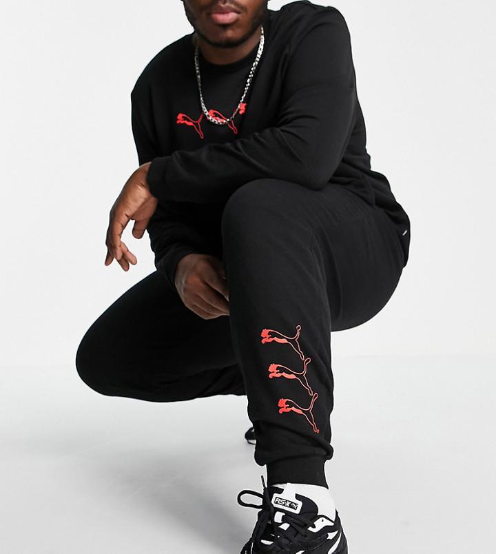 Puma Plus Repeat Cat Logo Sweatpants In Black - Exclusive To Asos