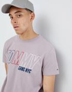 Tommy Jeans Block Outline Logo T-shirt In Pink - Pink