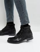 Jack & Jones Justin Leather Mix Lace Up Boots - Black