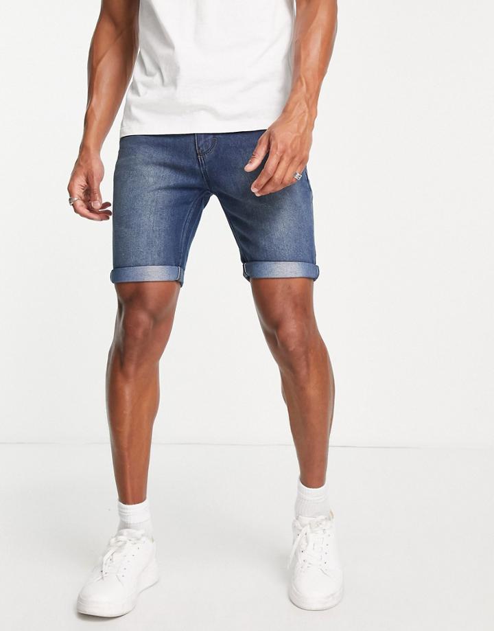 French Connection Denim Shorts In Mid Blue