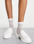 Asos Design Miles Chunky Loafer Flat Mules In White Drench