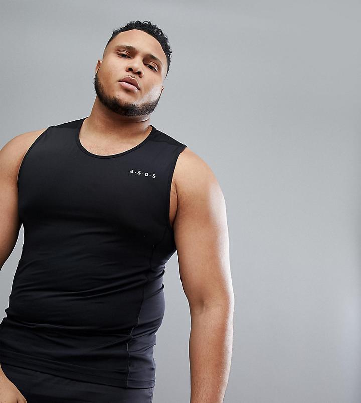 Asos 4505 Plus Muscle Tank With Quick Dry In Black - Black