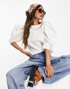 Closet London Puff Sleeve Smart Blouse Set In White