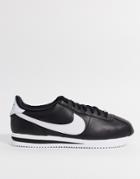 Nike Cortez Leather Sneakers In Black